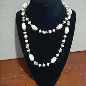 J Crew White Beaded Pave Necklace